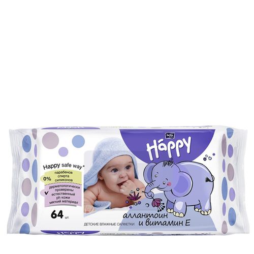 Lingettes bébé Bella Happy allantoine et vitamine E 6 - 64 pcs