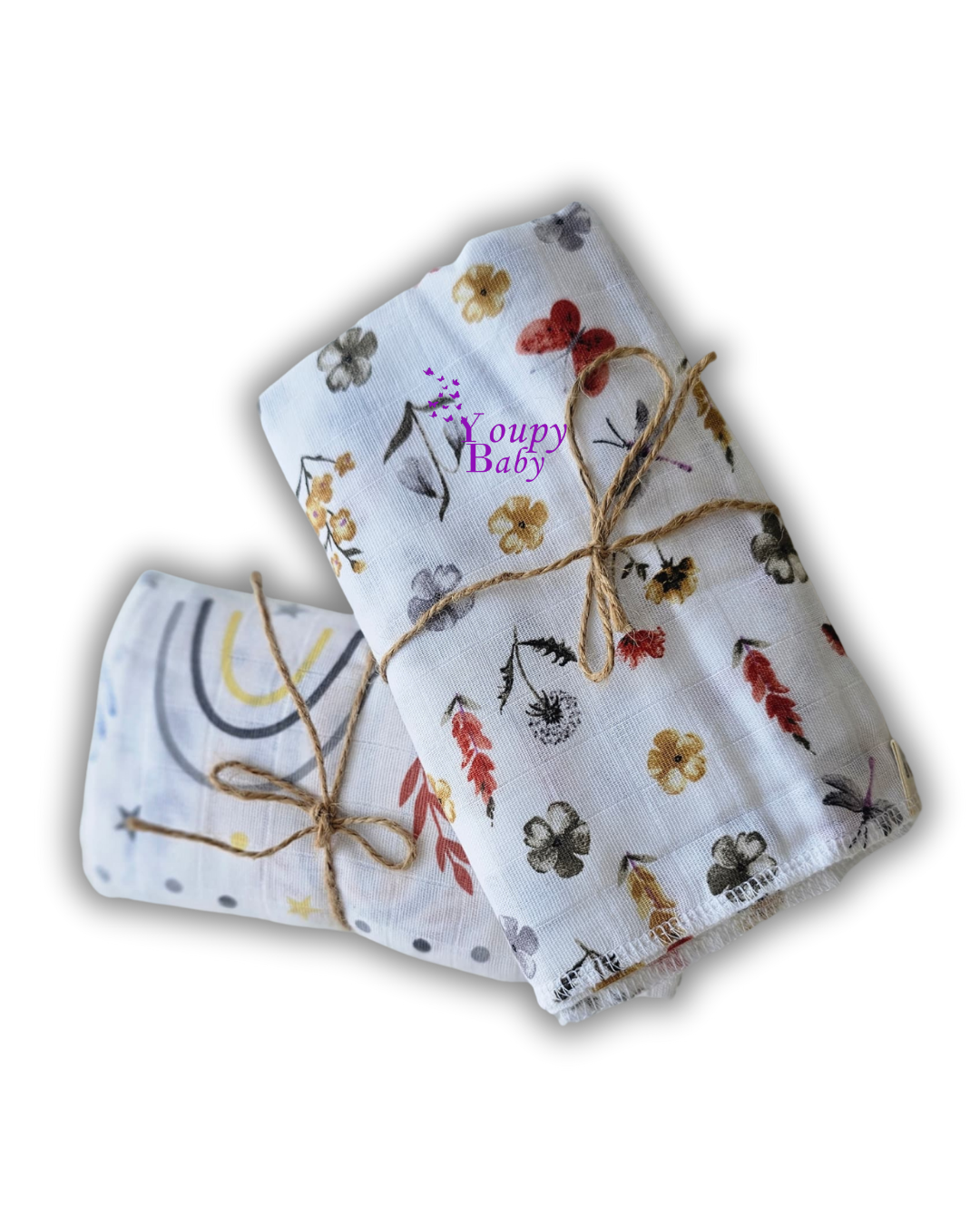 LOT DE 2 LANGE EN MOUSSELINE ET COTON