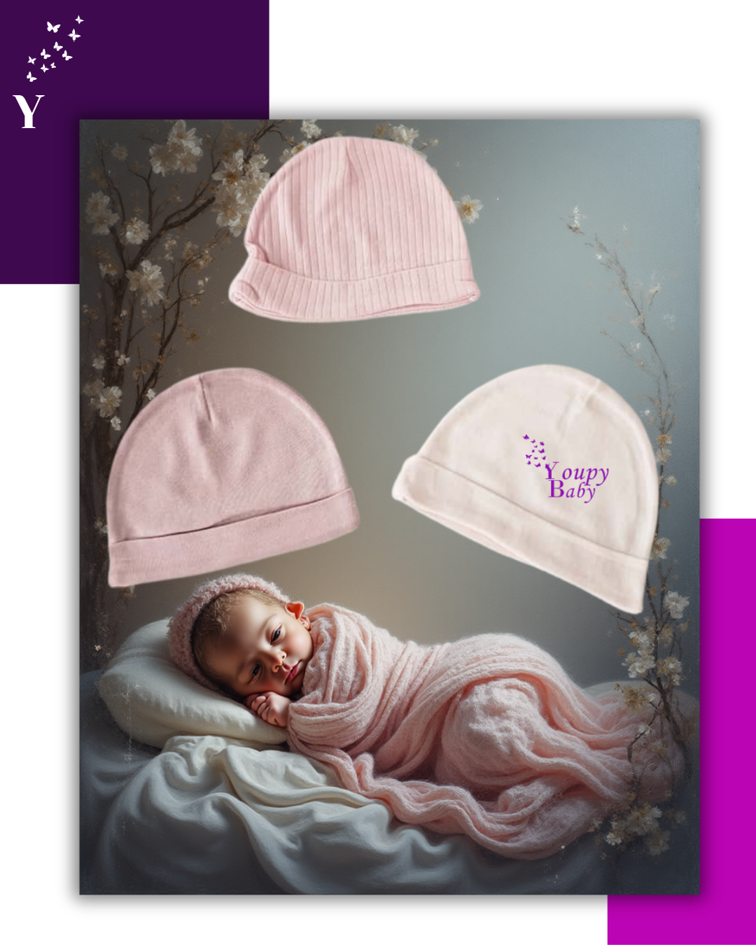 Lot de 3 bonnets doux pour nouveau-né
