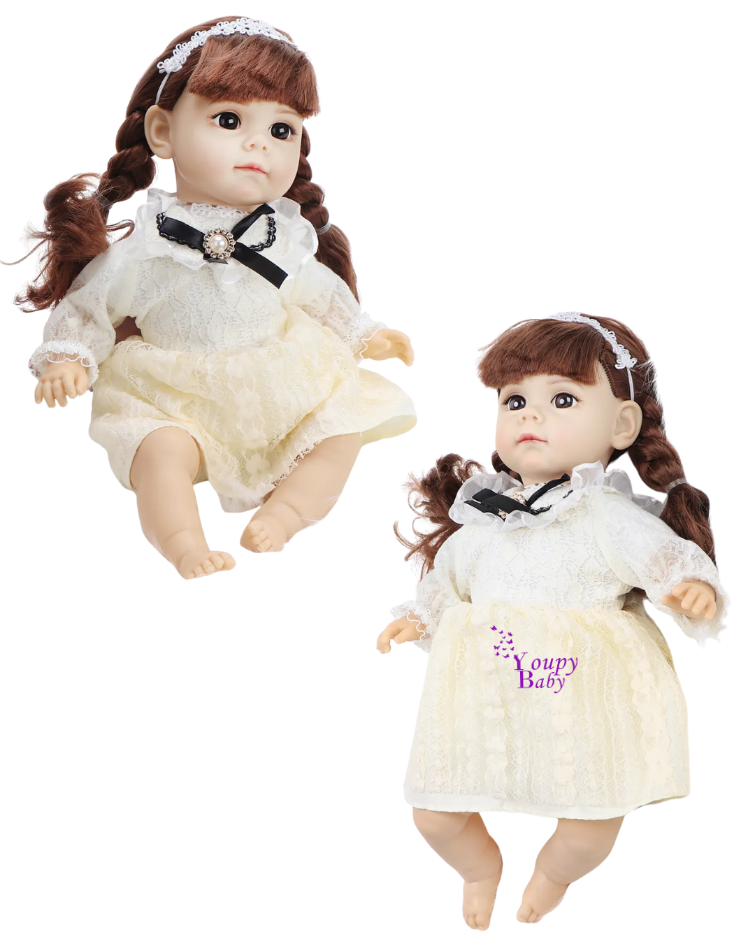 Poupée à corps souple avec 6 sons, 35 cm