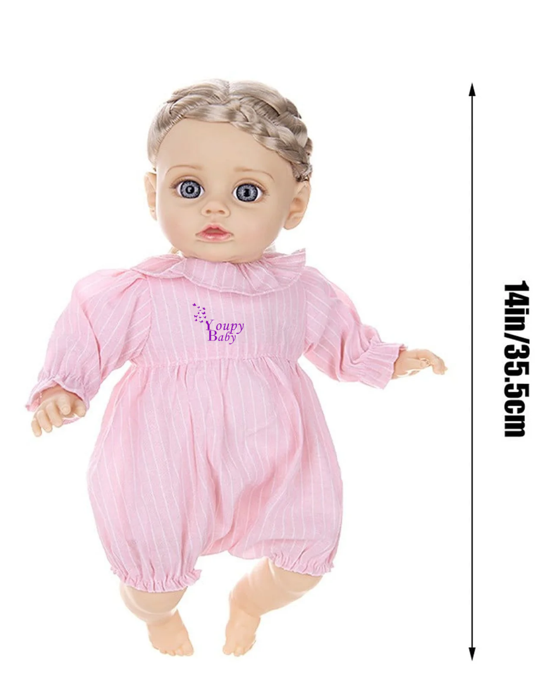 Poupée à corps souple avec 6 sons, 35 cm