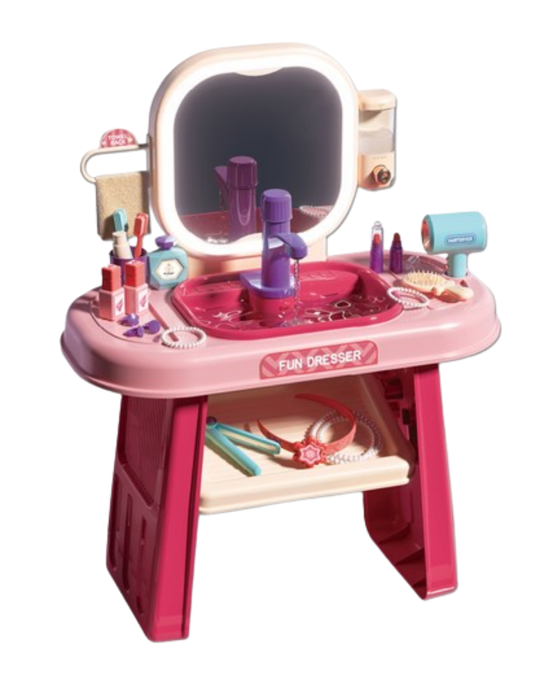 Ensemble coiffeuse miroir lumineux LED et musique 3+