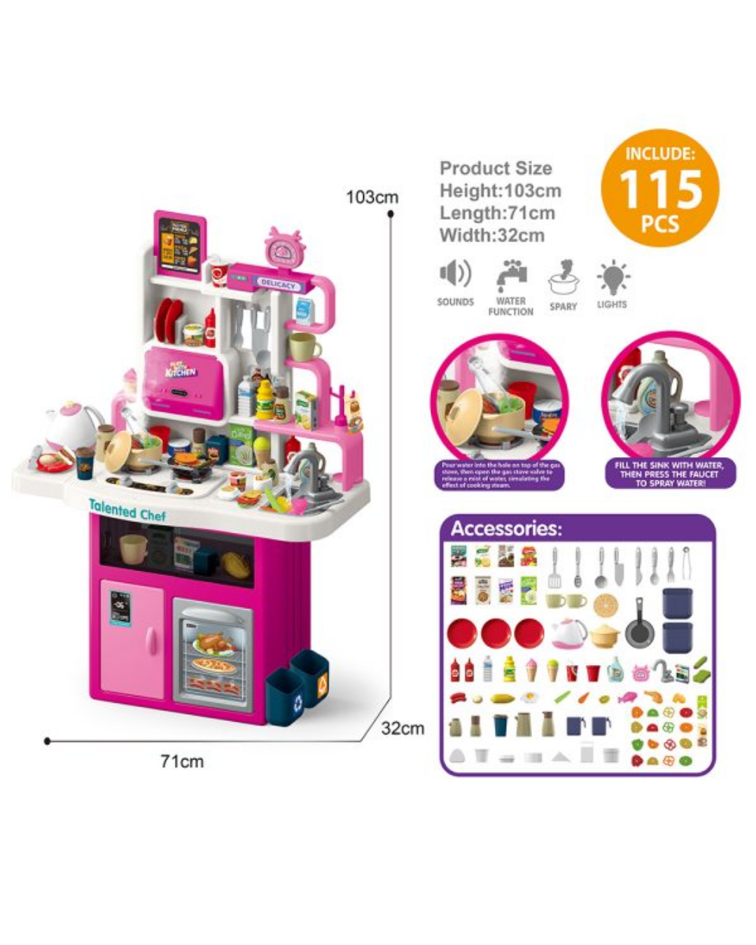 Cuisine miniature Modern Kitchen 115pcs
