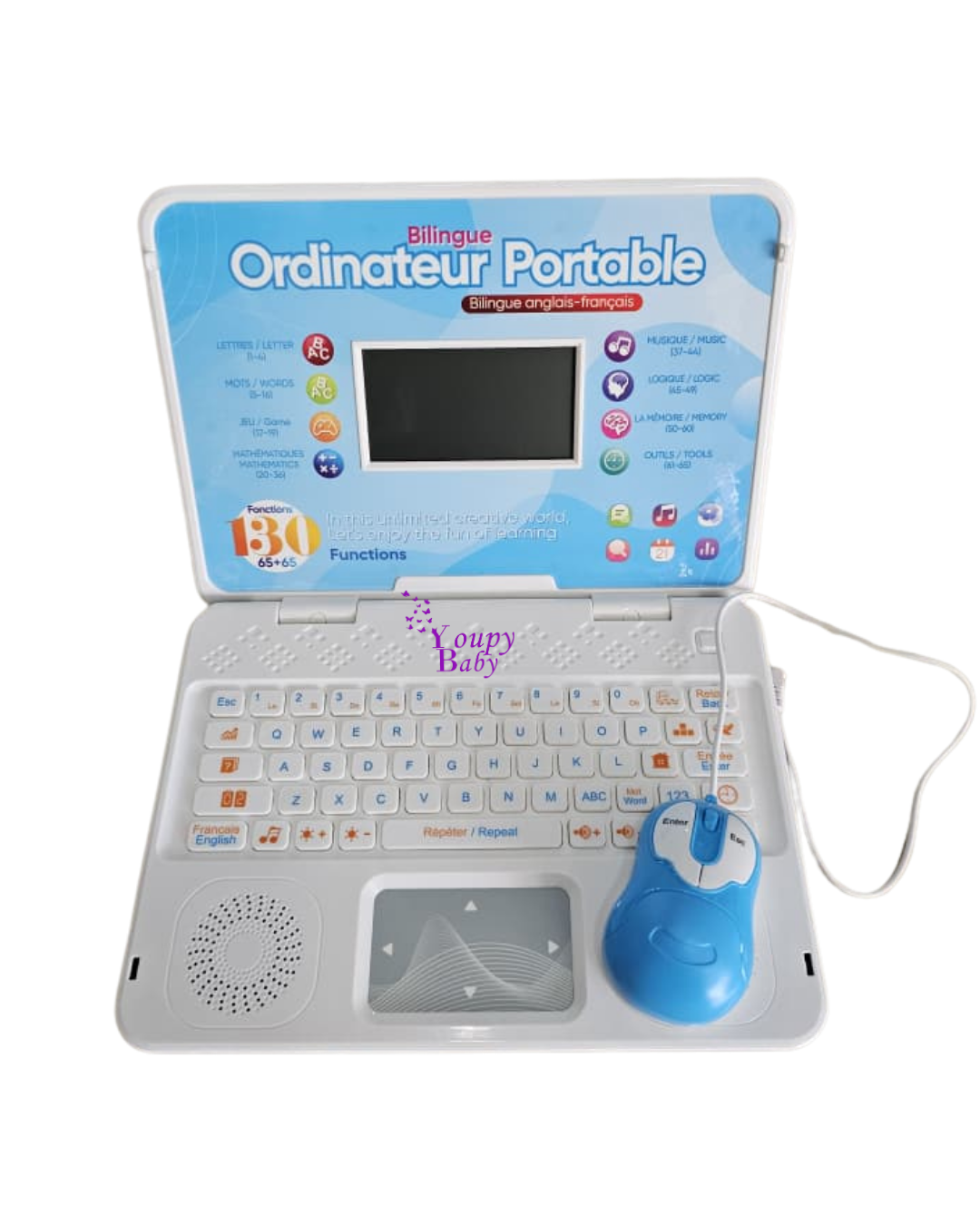 Ordinateur portable avec souris bilingue pour enfants anglais et Français 5+