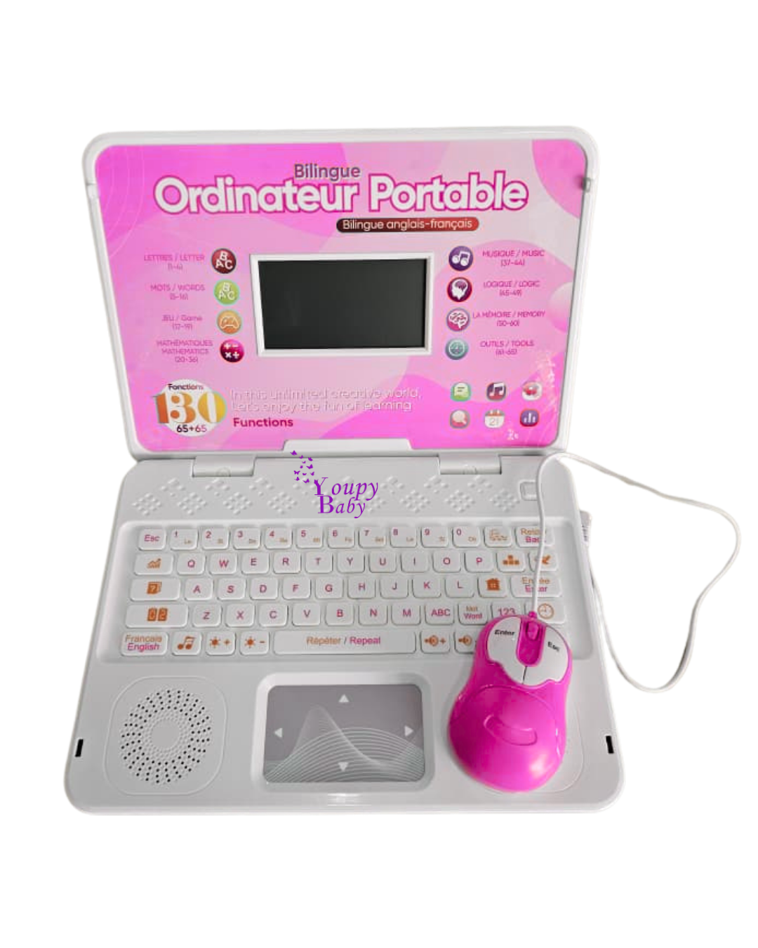Ordinateur portable avec souris bilingue pour enfants anglais et Français 5+