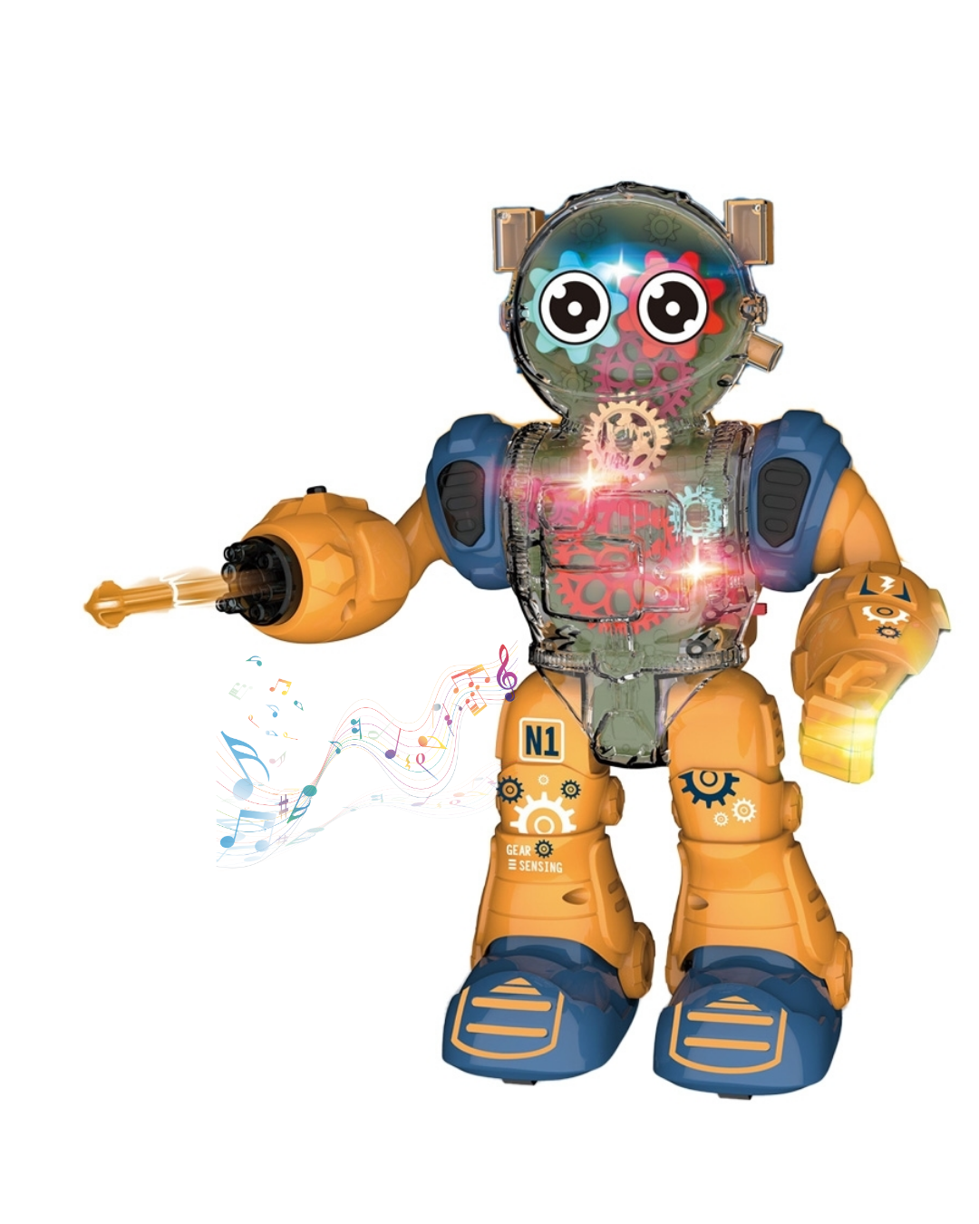 Robot lance-flèches lumineux et musicaux 3+