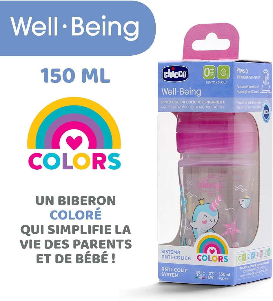 BIBERON CHICCO EN PLASTIQUE 150ML 0M+