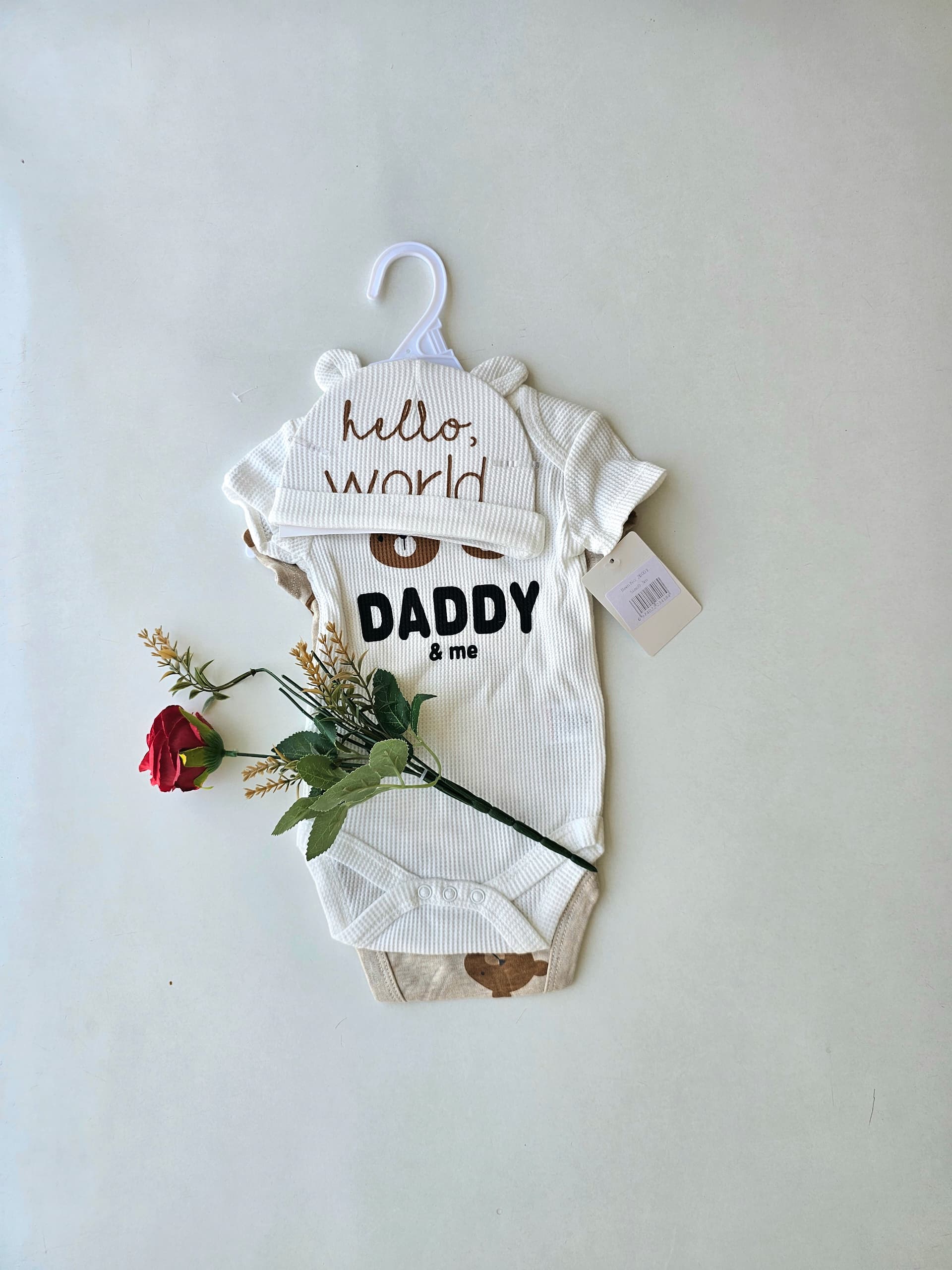 Lot de 2 bodys avec bonnet garçon