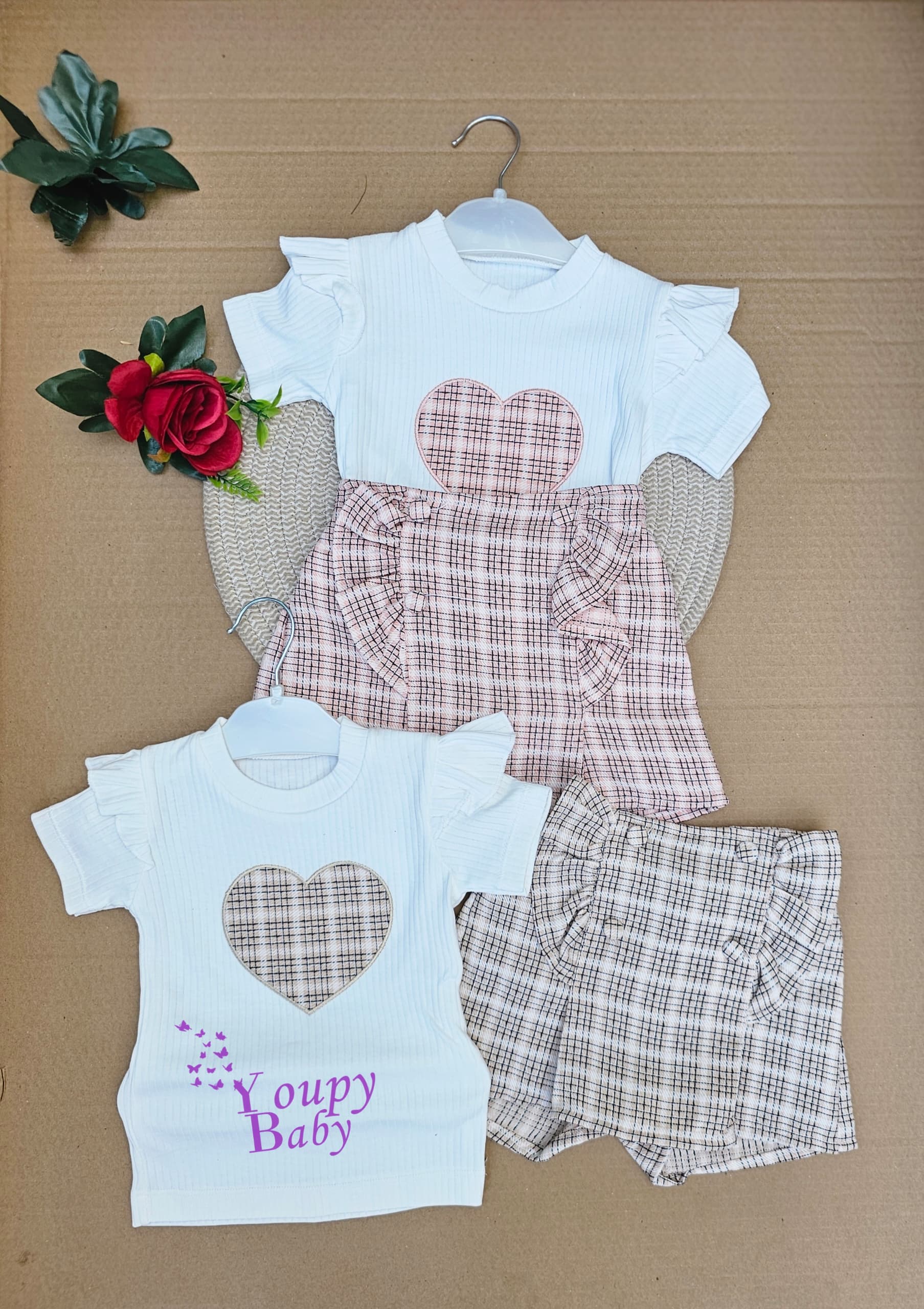 Ensemble 2 pièces short et jupe à carreaux