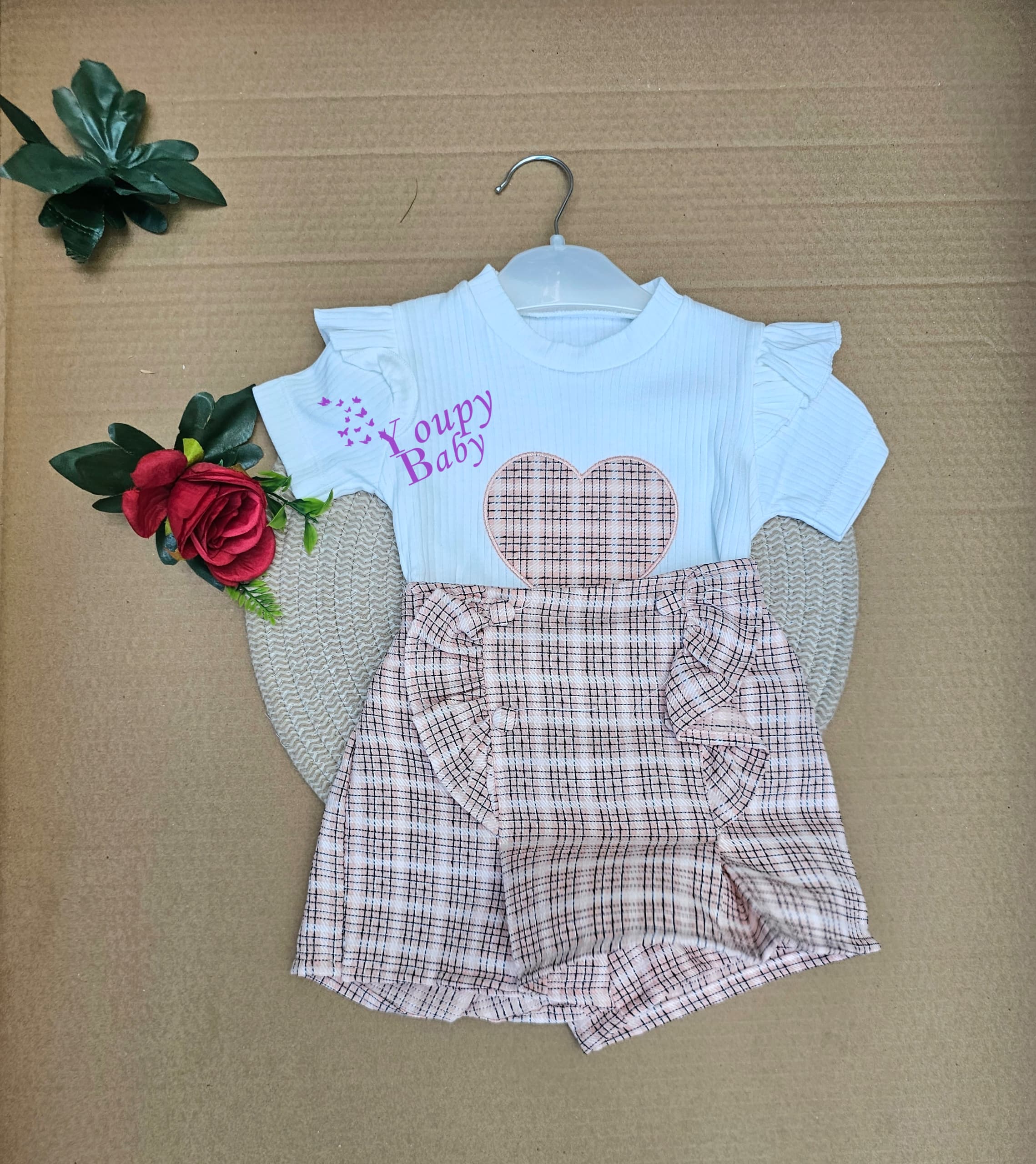 Ensemble 2 pièces short et jupe à carreaux