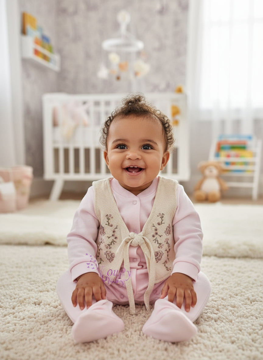 Grenouillère + gilet assorti