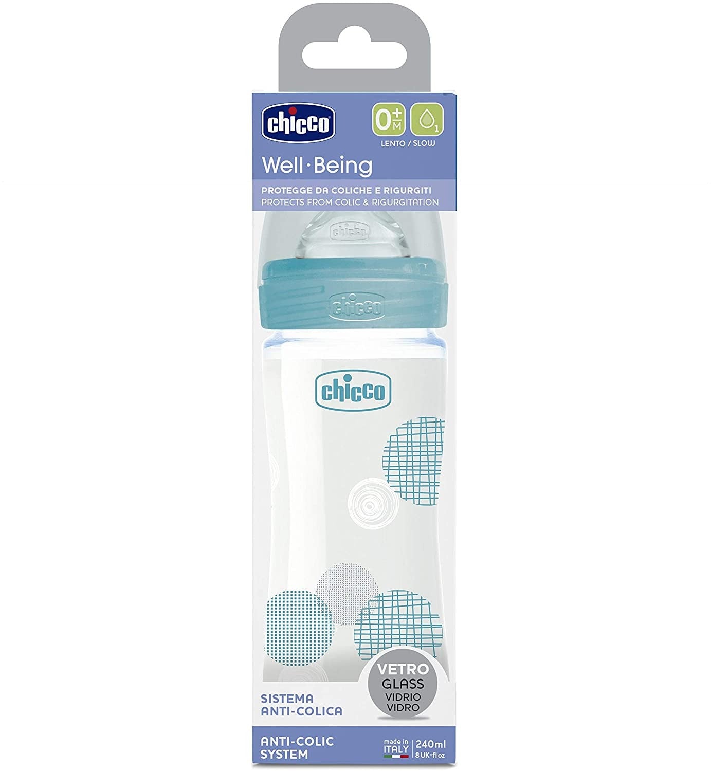 Chicco Well-Being Biberon en verre 240ml 2M+