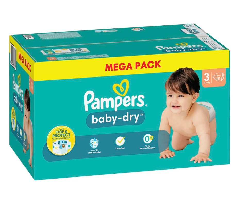 Couches Pampers Taille 3 (6 à 10 KG) (112 couches)