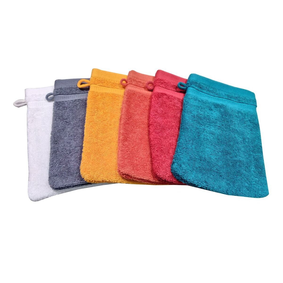 gants de toilette uni en coton