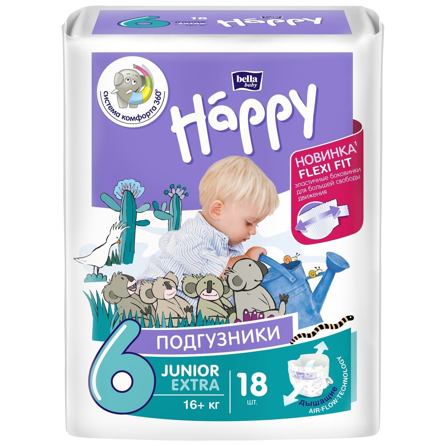 Bella Baby Happy junior extra Taille 6 16 + kg 18 pièces